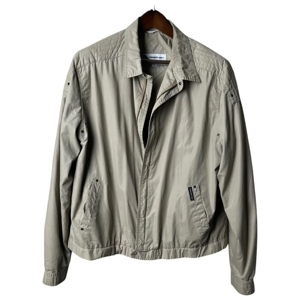 Vintage Members Only Size 46 Khaki Windbreaker Zip Up Jacket 80s Sportswear